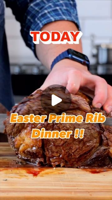 a person cutting up a piece of meat on top of a wooden board with the words today