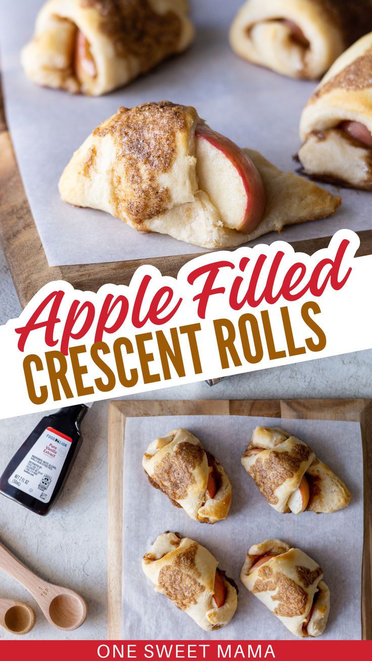 Looking for an easy apple crescent roll dessert recipe?  This apple dessert with fresh apples comes together in under 15 minutes and is a quick and easy weeknight dessert we love in my house!  I also love to make this crescent roll dessert for holidays and parties - they're a total hit! Apple Recipe With Crescent Rolls, Apple Crescent Roll Dessert, Crescent Roll Apple Turnovers, Crescent Desserts, Crescent Roll Apple Pie, Fresh Apple Recipes, Apple Crescent, Crescent Roll Apple, Apple Crescent Rolls