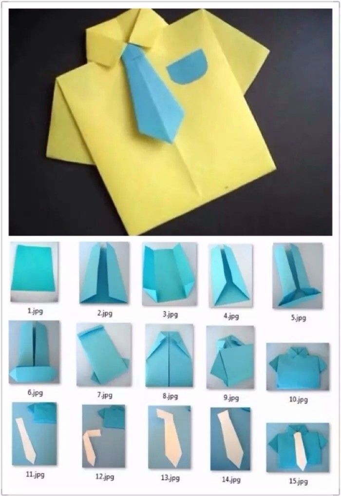 instructions to make an origami shirt and tie