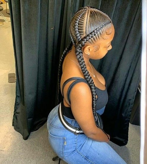 2 Feed In Braids, Feed In Braids, Two Braid Hairstyles, Pretty Braids, Feed In Braids Hairstyles, Braided Cornrow Hairstyles, Braids Hairstyles Pictures, Braided Ponytail Hairstyles, Feed In Braid