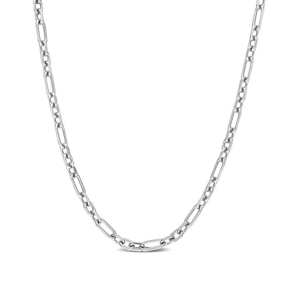 Dressed up or down, this figaro chain necklace in silver is a stylish and easy choice. Crafted in sterling silver This 3.0mm-wide figaro chain features single oval-shaped links alternating with trios of shorter links. Great for layering with shorter and longer necklaces to create your own style This 20.0-inch necklace secures with a lobster claw clasp. Figaro Chain Necklace, Peoples Jewellers, Necklace Clasps, Necklace Chain Lengths, Figaro Chains, Figaro Chain, Necklace Designs, Lobster Claw, Long Necklace