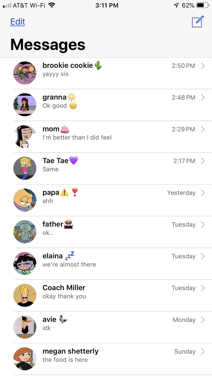 an iphone screen showing messages from different people