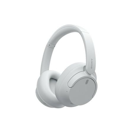 the sony headphones are white and have bluetooths on them, while one ear is