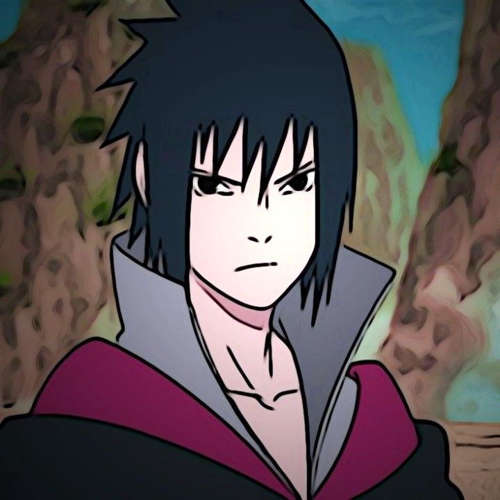 an anime character with black hair wearing a red and grey hoodie looking at the camera