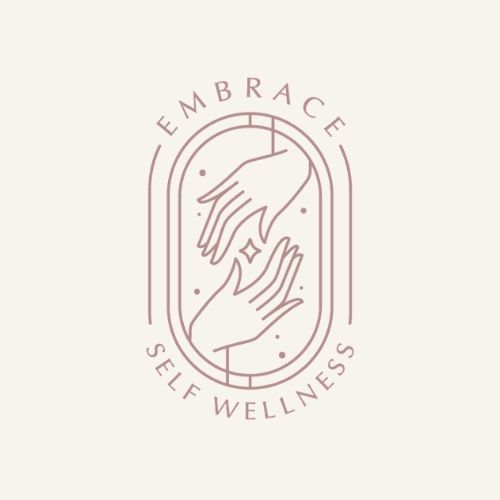 the logo for embrace self - wellness, which is designed to look like hands holding each other