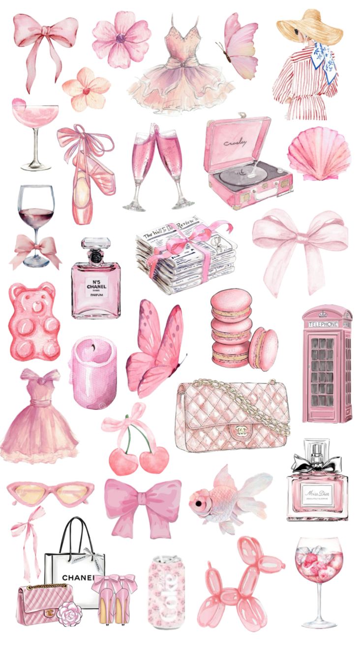 a bunch of pink items that are on display