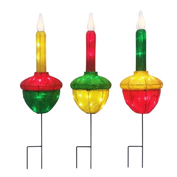 three christmas lights sitting on top of each other