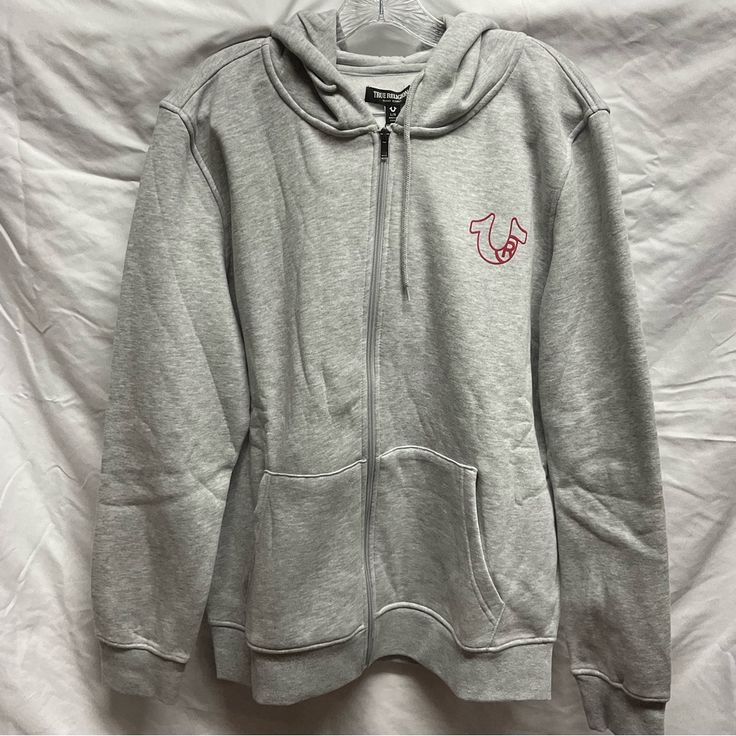 True Religion Zip Up Hoodie Brand New With Tags Size Large Color Grey Next Day Shipping True Religion Jacket, True Religion Hoodie, Horseshoe Logo, True Religion Men, Hoodie Brands, Zippered Sweater, Black Zip Ups, Zip Up Sweater, Red Hoodie