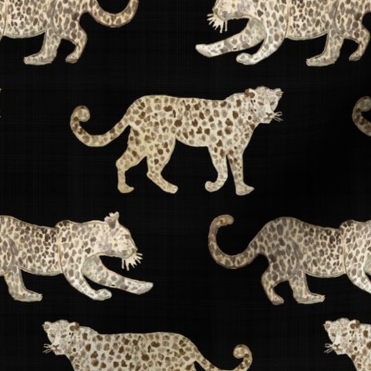 a blue background with white and brown leopards on it's back side, all facing opposite directions