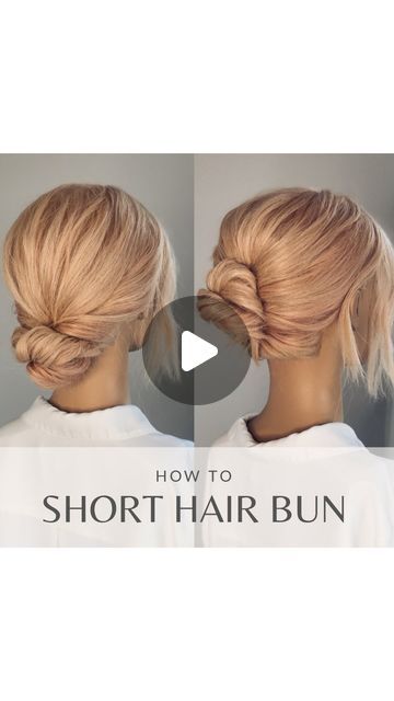 Messy Bun Short Hair Wedding, Short Hairstyles Bridal, Wedding Hair For Guests Short Hair, Loose Curl Low Bun, Up Do On Short Hair, Simple Low Bun Medium Hair, Low Bun Mid Length Hair Tutorial, Formal Bun Hairstyles Short Hair, Side Buns For Short Hair