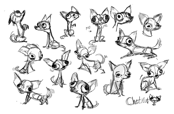 some character sketches from the animated movie ratty and friends, with their eyes wide open