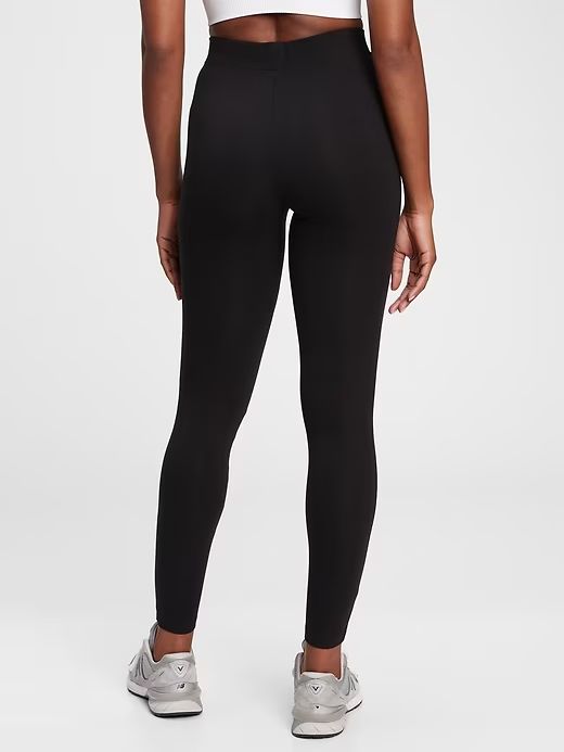 Basic Leggings | Gap Full Length Athleisure Leggings With Ribbed Waistband, Full Length Ribbed Waistband Athleisure Leggings, Full-length Sports Leggings With Ribbed Waistband, Casual Leggings With Contoured Waistband, Sports Leggings With Ribbed Waistband Full Length, Casual Tight Leggings With Contoured Waistband, Stretch Mid-rise Leggings With Contoured Waistband, Full Length Sports Leggings With Ribbed Waistband, Sporty Tight Leggings With Ribbed Waistband