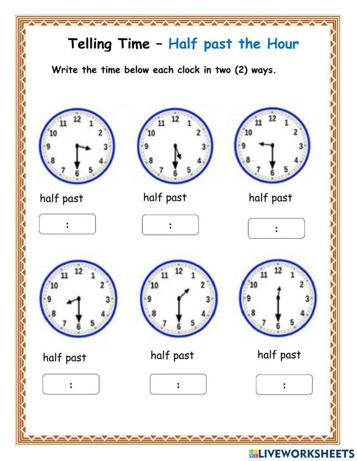 telling time worksheet with four clocks in the middle and five at the top