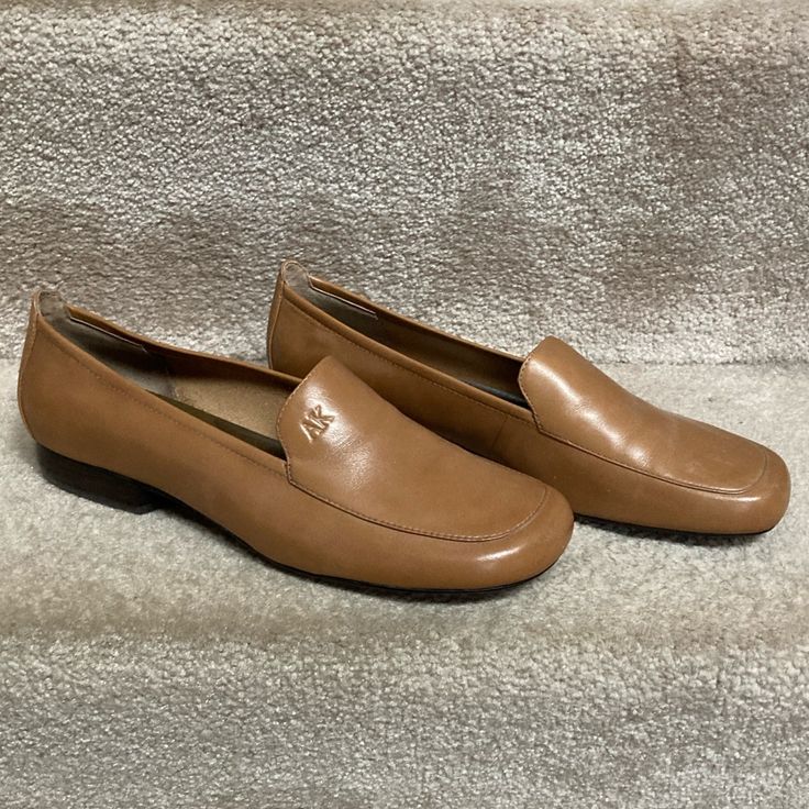 Anne Klein Leather Shoes New With Tags Size 9 Tan Leather Slip On Flats New - Never Worn Smoke Free Home Spring Leather Shoes With Ortholite Insole, Classic Faux Leather Flats, Casual Synthetic Leather Shoes For Office, Classic Synthetic Leather Shoes For Spring, Formal Faux Leather Flats With Almond Toe, Elegant Slip-on Faux Leather Shoes, Beige Leather Flats For Business Casual, Casual Synthetic Leather Shoes For Work, Medium Width Casual Leather Shoes For Office