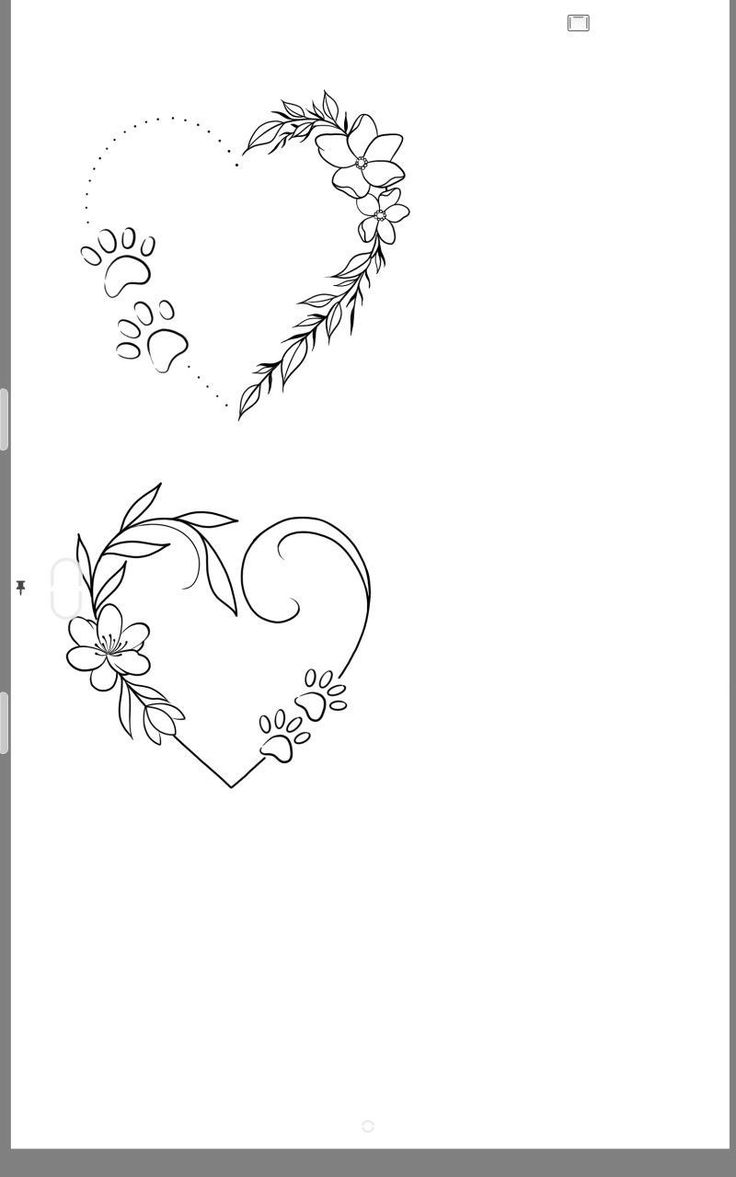 a drawing of a heart with flowers and leaves