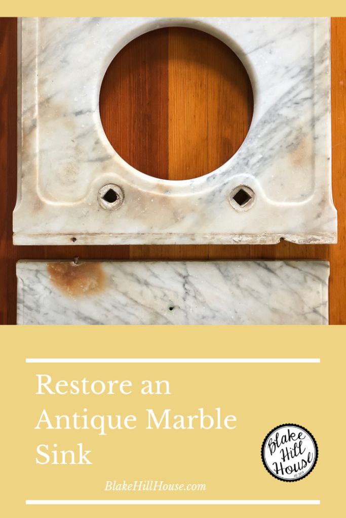 an antique marble sink is shown with the words restore an antique marble sink on it