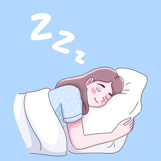 a woman is sleeping in her bed with the numbers 2 and 3 above her head