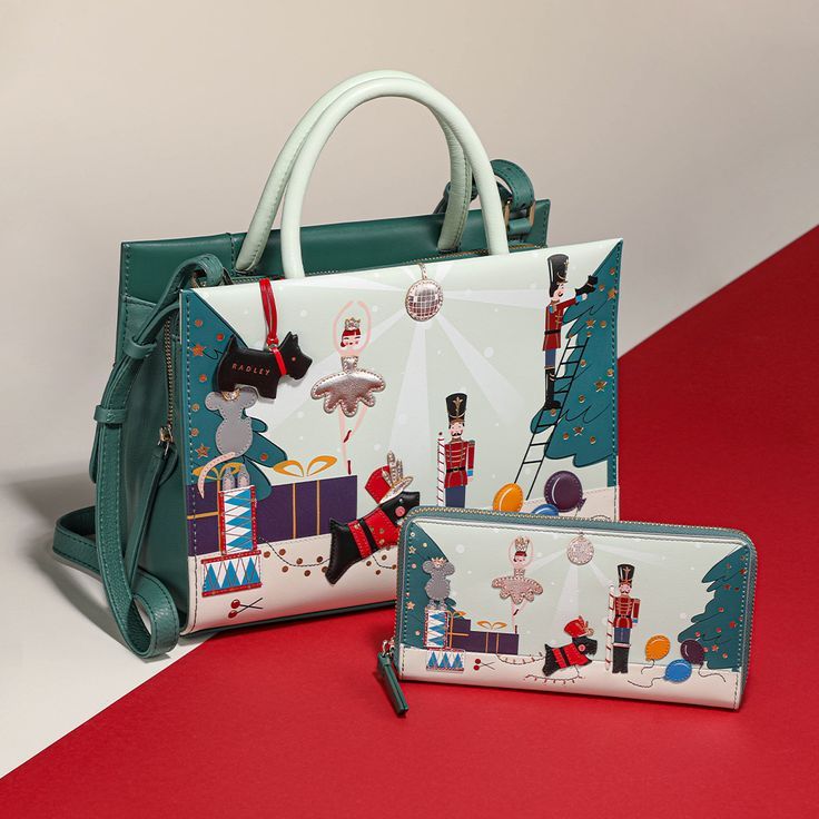 The Scottie dog can be seen in the middle of a Christmas scene surrounded by traditional seasonal characters like the nutcracker, drums or a Christmas tree. The beautiful leather bag includes grab handles, a crossbody strap and triple compartment interior. This accessory is one you’ll treasure long after the festive season is over. London Bags, Radley London, The Nutcracker, Pretty Bags, Christmas Scene, Wallet Shop, Scottie Dog, Cute Bags, Dream Clothes