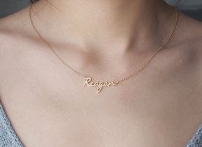 Word Necklace, Gold Name Necklace, Name Jewelry, Custom Name Necklace, Engraved Necklace, Necklace Personalized, Moon Necklace, Gold Filled Jewelry, Dainty Necklace