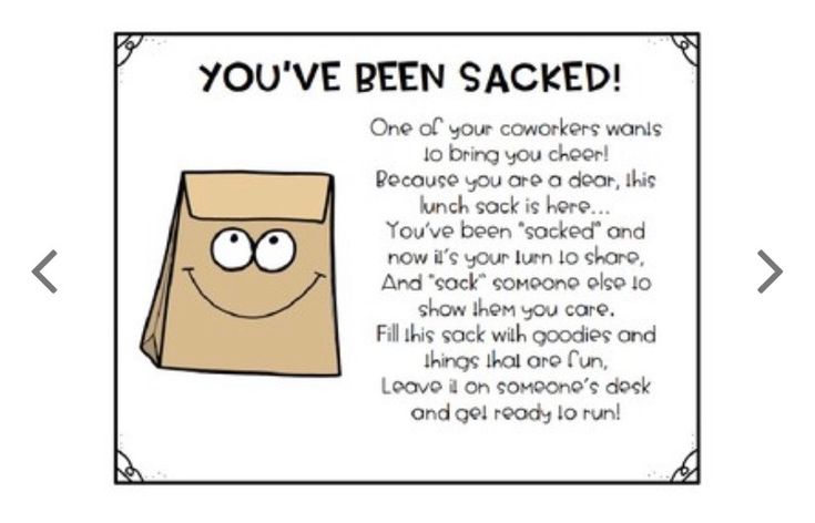 a brown paper bag with eyes and the words you've been sacked