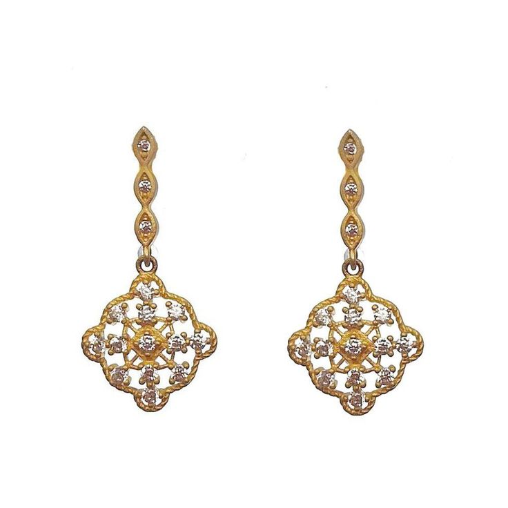 Gold Dangle Earrings-Bijou Amani-Swag Designer Jewelry Luxury Gold-plated Dangle Danglers, Ornate Diamond Earrings With Accents, Elegant Filigree Dangle Jewelry, Elegant Diamond White Pierced Crystal Earrings, Pierced Diamond Drop Bridal Earrings, Diamond Bridal Drop Earrings, Diamond Filigree Earrings, Gold Pendant Earrings With Elegant Design, Diamond White Cubic Zirconia Crystal Earrings