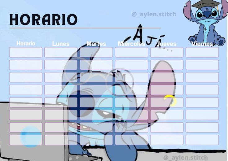 an image of a cartoon character in front of a computer screen with the name horario on it