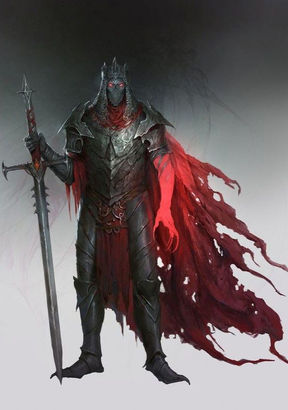 Evil Soldier Fantasy Art, Dark Medieval Knight Art, Undead Knight Fantasy Art, Undead Knight Art, Dark Knight Dnd, Red Character Art, Eldritch Knight Dnd, Blood Knight Art, Lich Knight