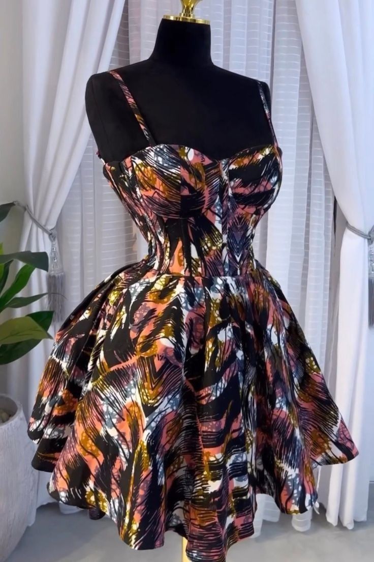 Ankara Summer Dresses Short, Cute African Print Dresses, Wax Dress Styles, Ankara Dress Short Styles, Cossette Dress Ankara, Cute Corset Dresses, Cosette Dress Styles Ankara, Corset African Dress, Material Short Gown Styles