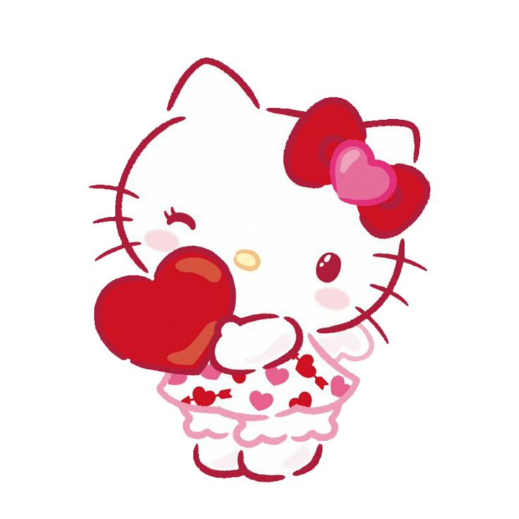 a hello kitty holding a heart in her hand