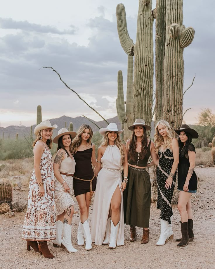 bachelorette goddess ✨ Cowboy And Cowgirl Wedding Ideas, Desert Party Outfit, Floral Theme Party Outfits, Cowboy Gala Outfit, Boho Sheek Outfits, Arizona Bachelorette Outfits, Boho Rodeo Party, Desert Cowgirl Bachelorette, Western Chic Bachelorette Party