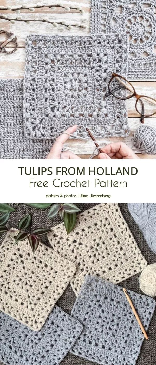 crochet pattern with text that reads tulips from holland free crochet pattern