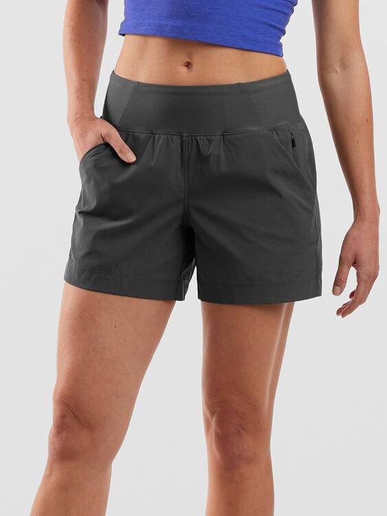 Prana Womens Hiking Shorts: Evergreen 5 | Title Nine Solid Shorts With Elastic Waistband For Outdoor Activities, Stretch Athletic Shorts For Hiking, Athleisure Stretch Shorts For Hiking, Stretch Athleisure Shorts For Hiking, Relaxed Fit Moisture-wicking Shorts For Outdoor Activities, Moisture-wicking Relaxed Fit Shorts For Outdoor, Moisture-wicking Relaxed Fit Shorts For Outdoor Activities, Sporty Stretch Hiking Shorts, Athletic Shorts With Built-in Shorts For Outdoor Activities