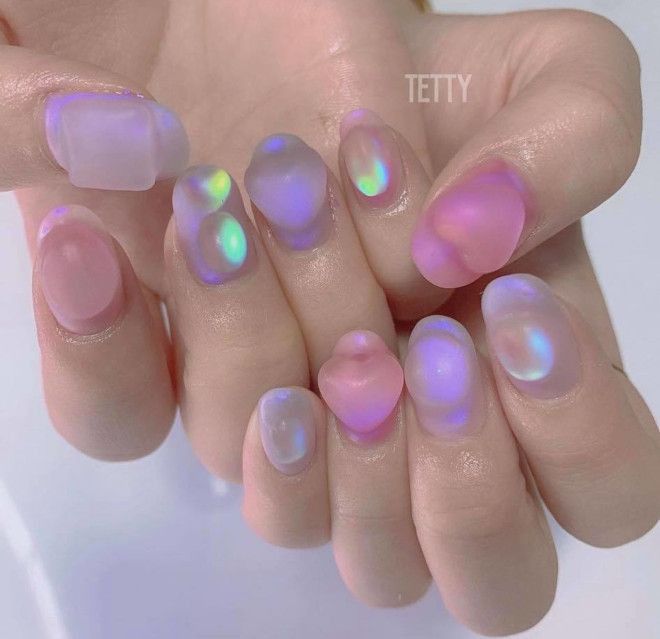 Pretty Manicures, Aurora Nails, Soft Nails, Glass Nails, Nail Salons, Kawaii Nails, Gem Nails, 3d Nails, Nail Trends