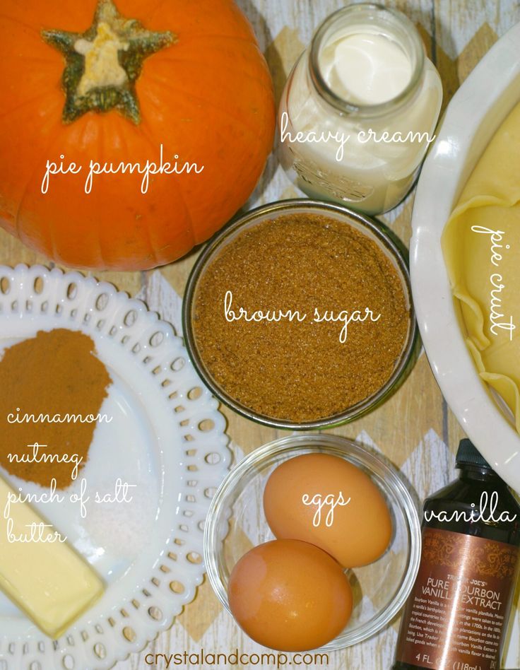 ingredients for pumpkin pie laid out on a table