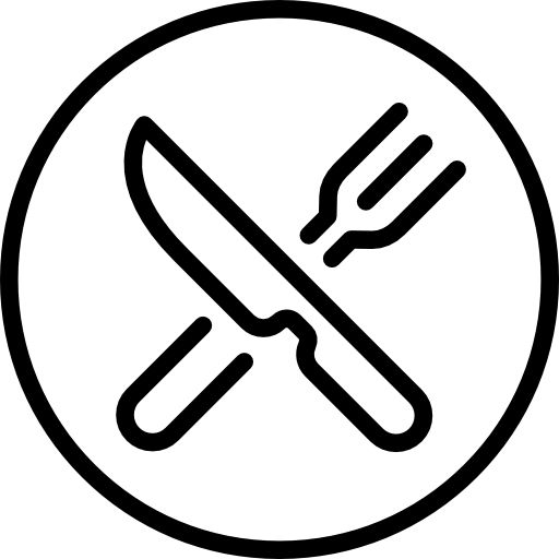 a knife and fork crossed in a circle