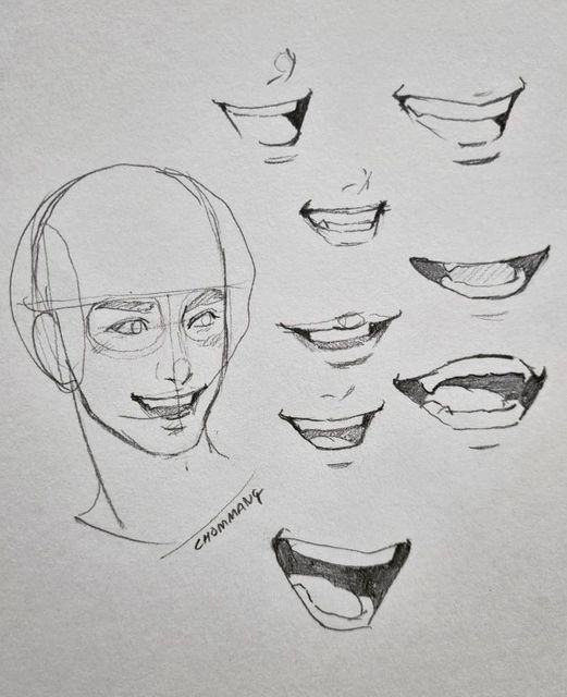 a drawing of different faces and mouths