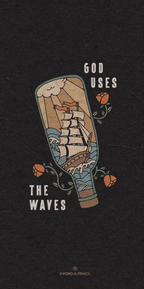 a book cover with an image of a ship in a bottle and the words god uses the waves