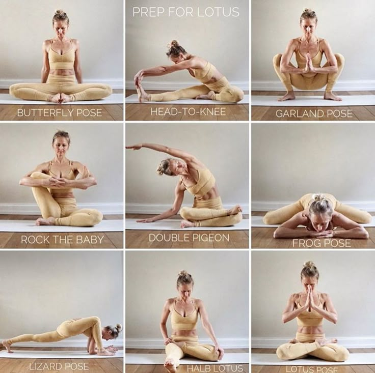 a woman doing yoga poses in different positions