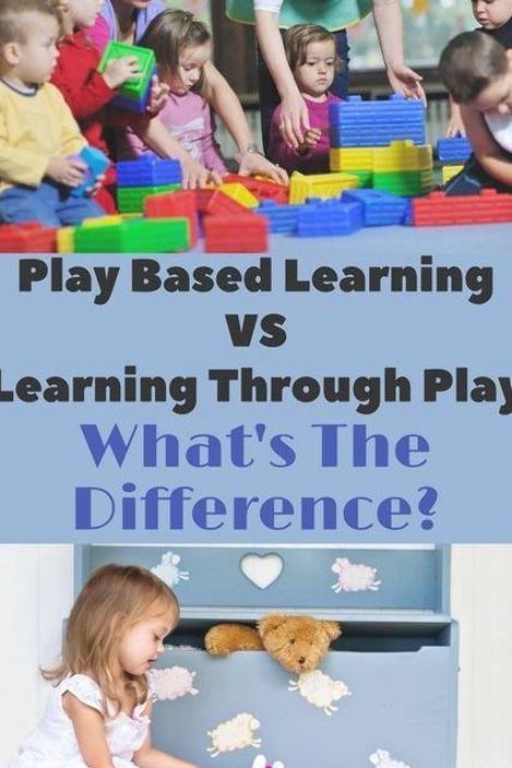 children playing with blocks and toys in front of the text play based learning vs learning through play what's the difference?