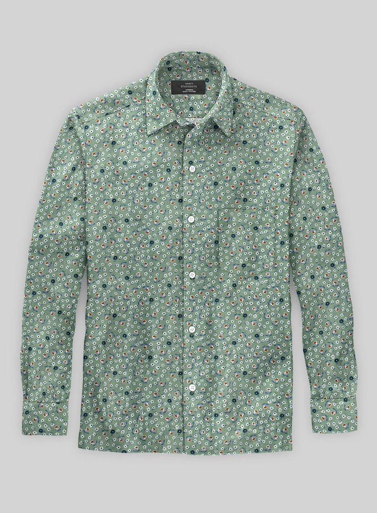 Immerse yourself in the lush vibrancy of the season with our Italian Eresmo Summer Linen Shirt. Meticulously crafted from a premium blend of linen and cotton, this shirt exudes sophistication, boasting a mossy green hue adorned with lively floral accents in an array of earthy tones. It's a wearable masterpiece that captures the essence of nature's palette, promising a breath of fresh air for your ensemble.  Whether you're savoring garden parties or indulging in an afternoon of viniculture, this shirt has got you covered.  Click 'Customize Now' to modify the look if needed.   Pamper yourself, get this shirt made exclusively for you now! Summer Linen Shirt, Mossy Green, Summer Linen, Garden Parties, Earthy Tones, Fresh Air, Linen Shirt, Garden Party, Lush