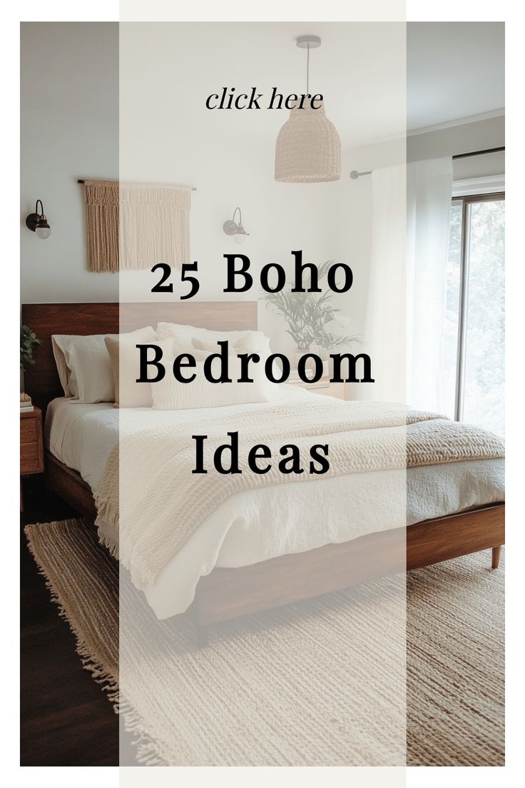 25 Boho Bedroom Ideas - cozy bedroom with neutral decor and natural textures Boho Chic Guest Bedroom, Boho Bedroom Inspirations, Stylish Master Bedrooms, Fall Bedroom Ideas, Boho Bedroom Decor Ideas, Boho Style Room, Boho Bedrooms, Bohemian Decor Inspiration, Boho Bedroom Furniture