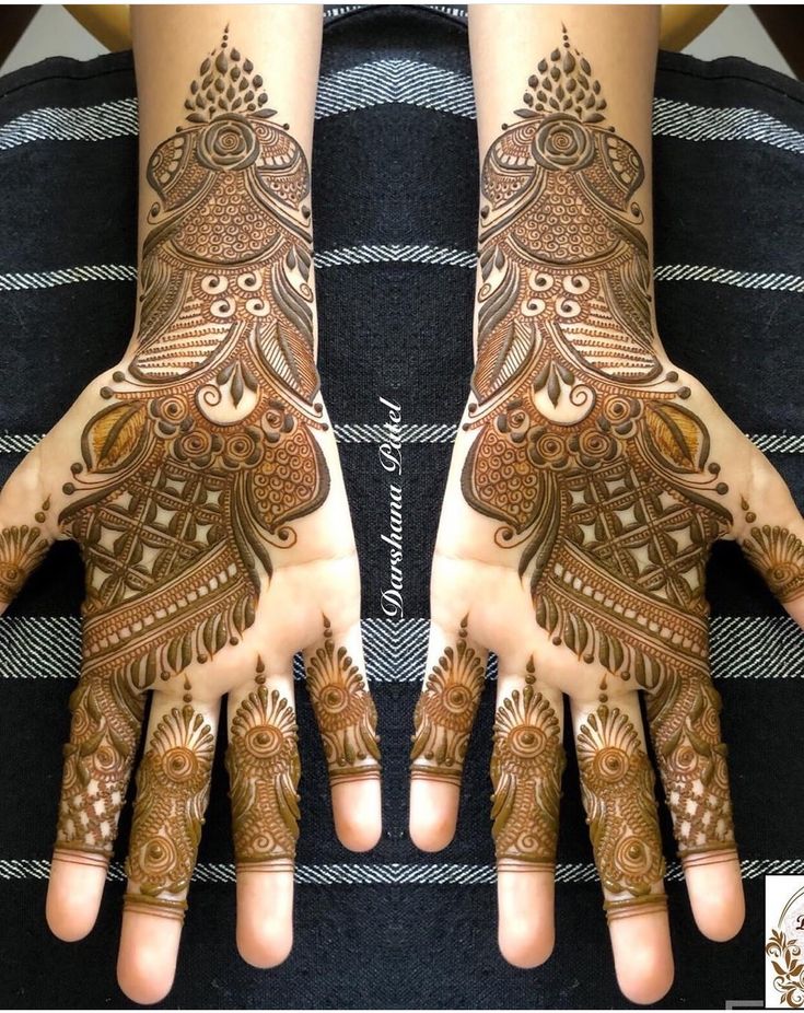 two hands with henna designs on them