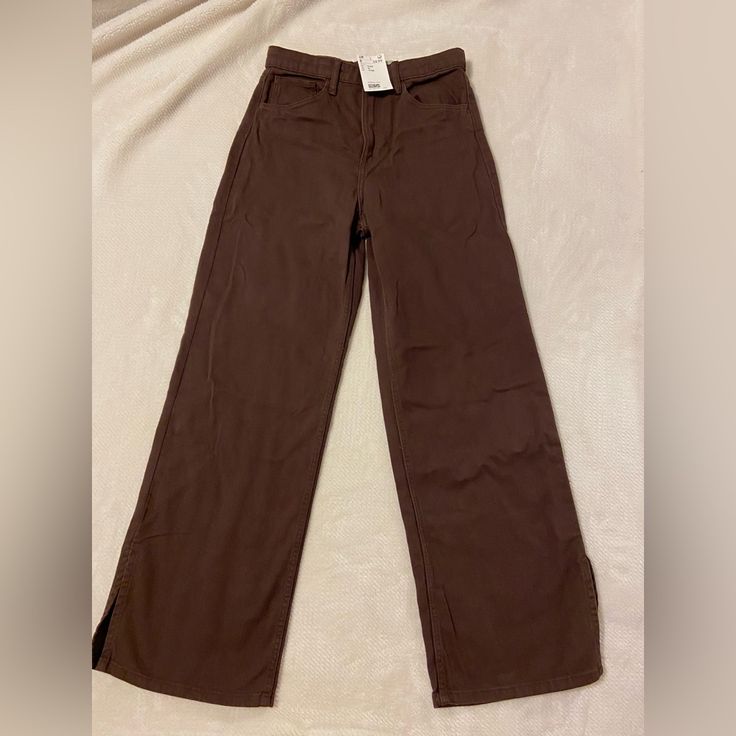 H&M - 11-12y - Brand New - Brown H And M Twill Pants, Brown H&m Jeans, H&m Wide Leg Twill Pants, Brown Twill Pants, H&m Wide Leg Pants For Fall, Trendy Fall Bottoms By H&m, Trendy H&m Bottoms For Fall, Trendy H&m Fall Bottoms, H&m High Waist Bottoms For Fall