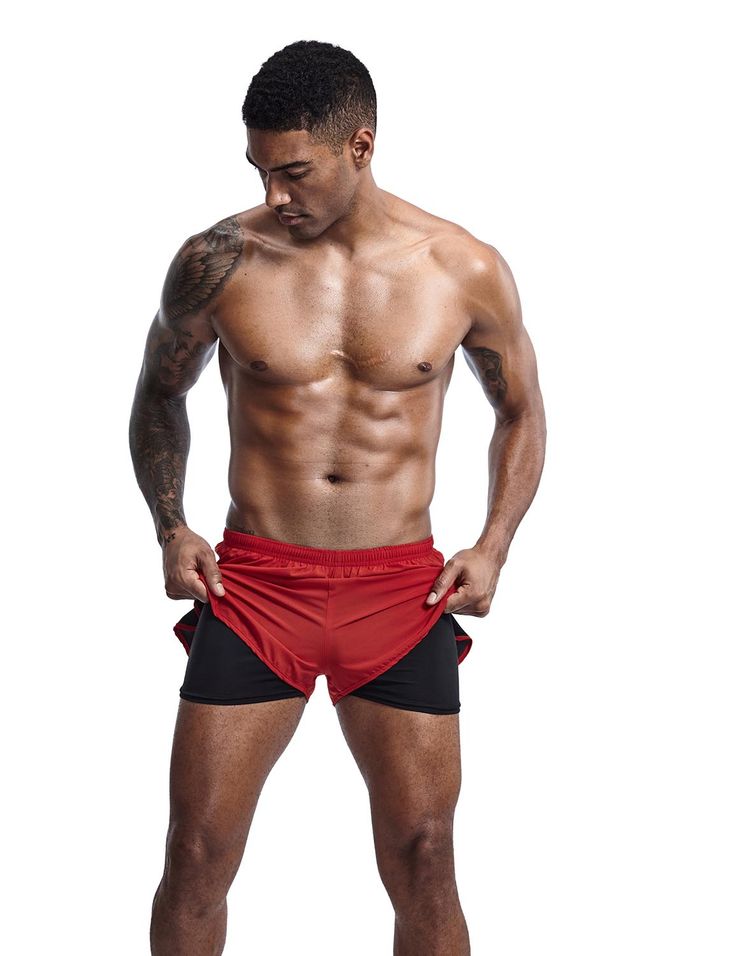 - Slim fit- 2-in-1 design- 92% Polyester, 8% Spandex- Model in size(L): Height 182cm,Weight 75kg Red Gym Shorts With Built-in Shorts, Red Stretch Gym Shorts, Red Stretch Swim Trunks With Built-in Shorts, Red Breathable Activewear Shorts, Red Breathable Gym Shorts, Red Nylon Gym Bottoms, Red Stretch Athletic Shorts With Moisture-wicking, Breathable Red Sports Shorts, Red Breathable Running Bottoms