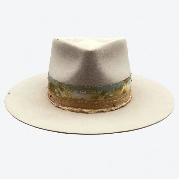 Sample Sale | Valeria Andino Hats Hamsa Charm, Felt Fedora, Crimp Beads, Hat Ideas, Dyed Silk, Hand Dyed Silk, Silk Dyeing, Sample Sale, Hammered Silver