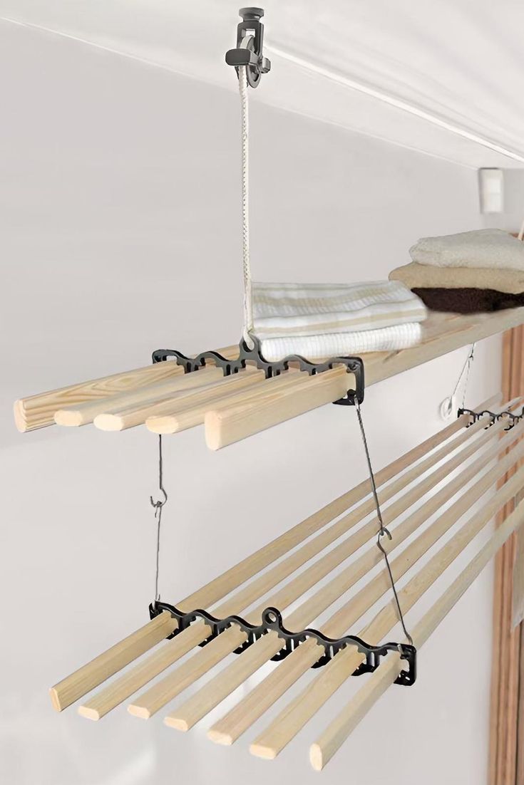 Searching for ideas on discreet or hidden laundry room drying rack? Let's explore the types, options, and the best one for you by clicking here! Pulley Light Fixture, Simple Machines Activities, Simple Machine Projects, Pulley Pendant Light, Clothesline Diy, Pulley Lamps, Garage Ceiling Storage, Country Western Decor, Pulley Light