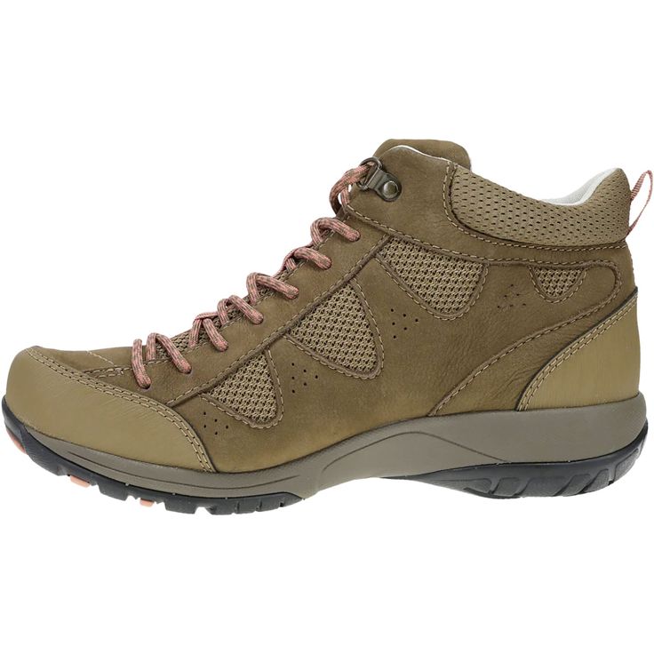 The Dansko Perrin is a durable hiking boot designed with various terrains and extended walks in mind. These Dansko Perrin Morel Milled Nubuck Women's Shoes have the following features: UPPER: Waterproof leathers. Treated with 3M Scotchgard™ for stain resistance LINING: Dri-Lex Eco™ with Cleansport NXT for organic odor control REMOVABLE FOOTBED: Triple-density EVA footbed with Dansko Natural Arch® technology for all-day comfort and support MIDSOLE: Lightweight, shock-absorbing EVA with shank for Ankle Hiking Boots For Fall, Reinforced Heel Hiking Boots For Adventure, Fall Hiking Ankle Boots, Adventure Hiking Boots With Reinforced Heel, Adventure Hiking Boots With Reinforced Heel And Round Toe, Hiking Boots With Cushioned Footbed And Round Toe, Fall Lace-up Hiking Boots For Walking, Outdoor Walking Shoes With Cushioned Footbed And Round Toe, Cushioned Walking Shoes For Outdoor Activities