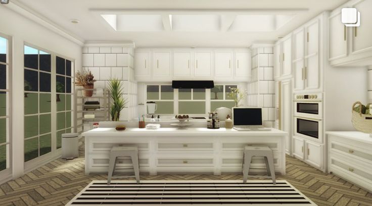 a white kitchen with lots of counter space