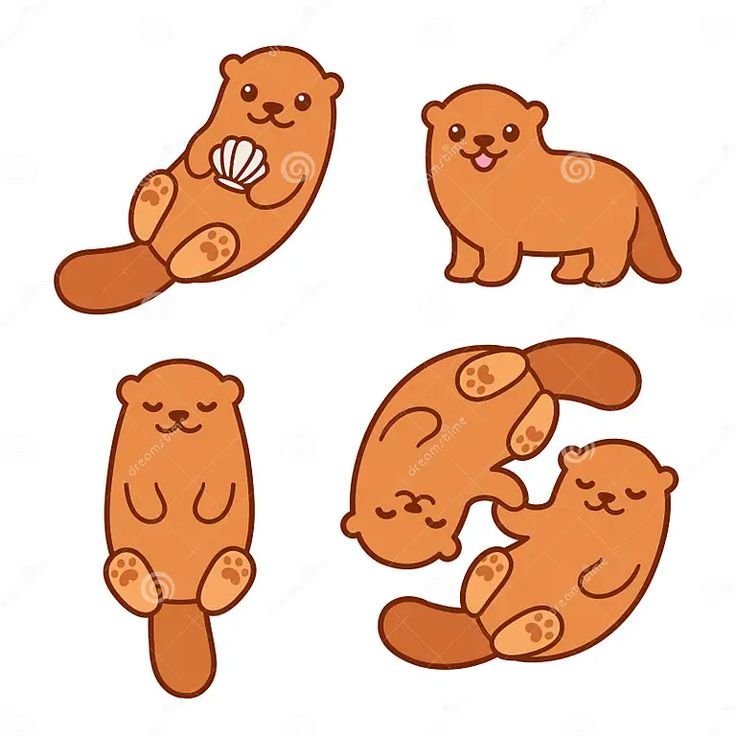 four brown bears with different shapes and sizes, one is holding an object in its paws