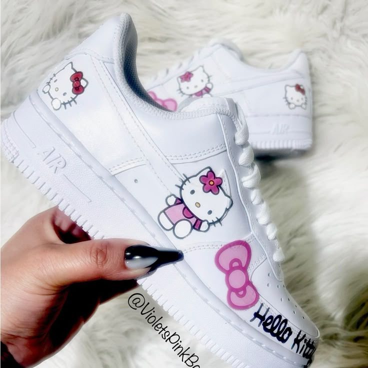 White/ Pink Women’s Hello Kitty Custom Air Force 1 Ships In 1-2 Weeks Cute Hello Kitty Shoes, Sanario Shoes, Baddie Shoes Sneakers, Hello Kitty Custom, Shoes Hello Kitty, Sarcastic Clothing, Hello Kitty Wallpaper Hd, Pretty Sneakers, Matching Outfits Best Friend